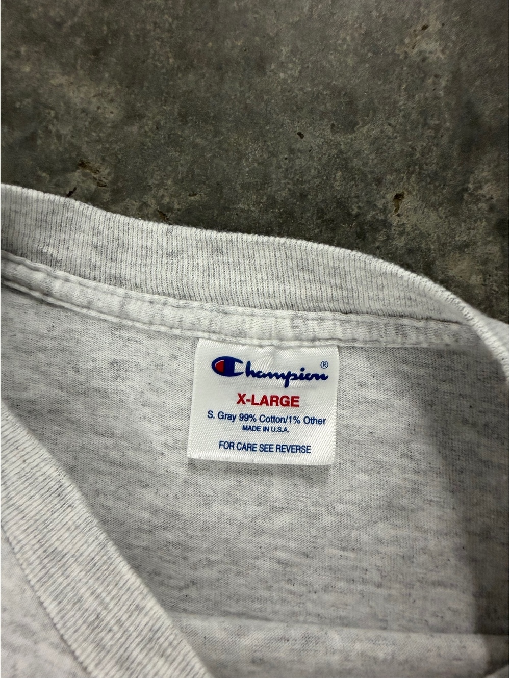 Vintage 90s Champion Spellout Shirt Blue Bar Tag Gray Mens XL Made in USA - Picture 4 of 4